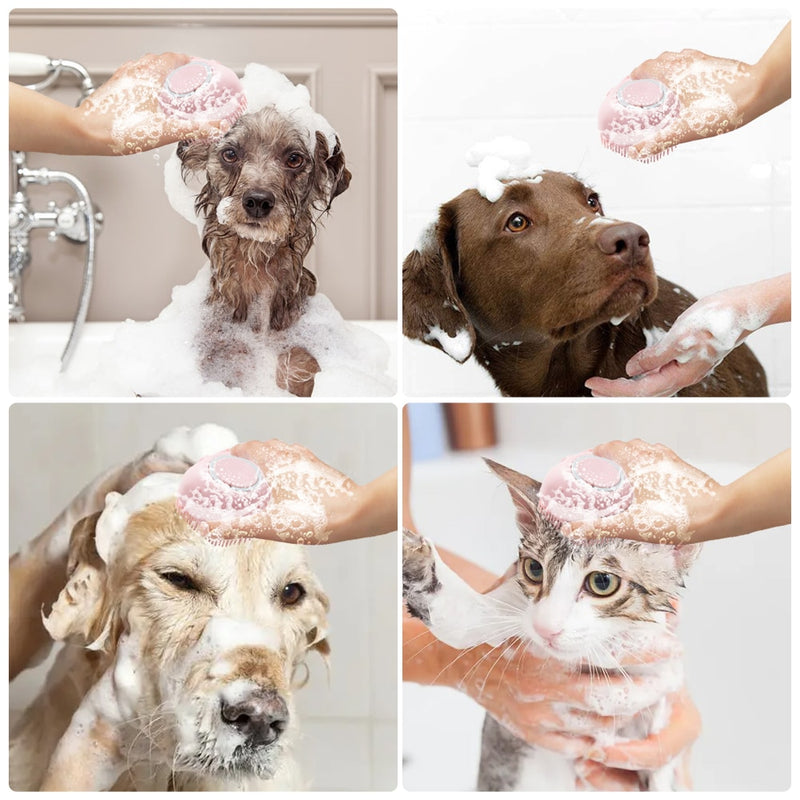 Escova de banho massageadora para cães e gatos
