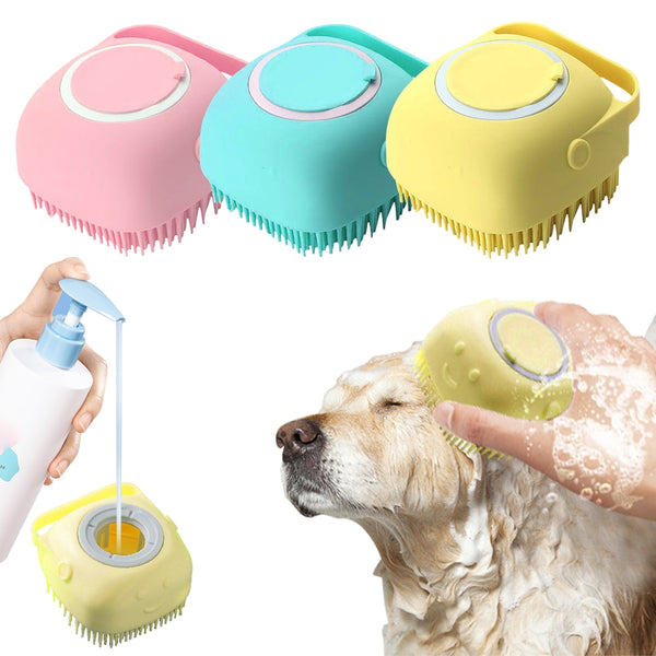 Escova de banho massageadora para cães e gatos